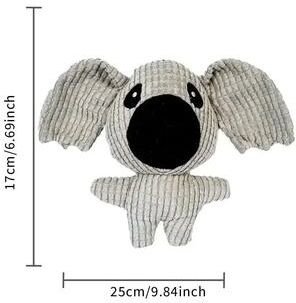 Uplift Essentials Corduroy Squeaky Plush Toy Durable Bite Resistant Chew For Small & Medium Dogs grey Koala