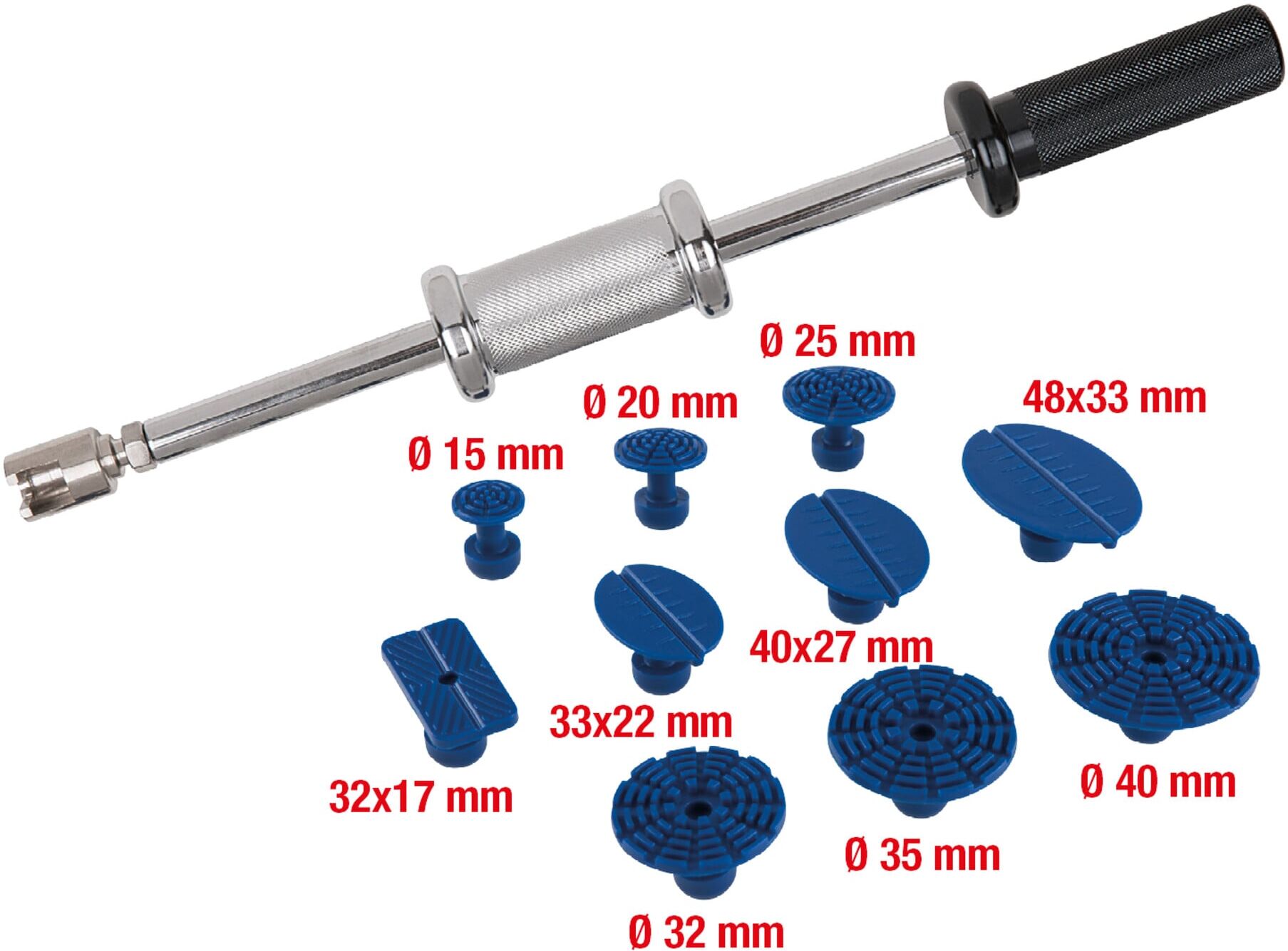 KS Tools Profi-Ausbeul-Gleithammer-Satz aus Stahl 11-teilig, 1402510 (140.2510)