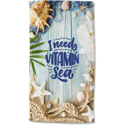 Strandtuch GOOD MORNING "Vitamin Sea", beige (sand), B:100cm L:180cm, Velours, Velours, Handtücher, Mikrofaser, 100x180, Schnelltrocknend, Sommer, Strand, Erwachsene