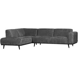 Ecksofa Statement aus Struktursamt, modern und komfortabel, links, dunkelgrau Mountain