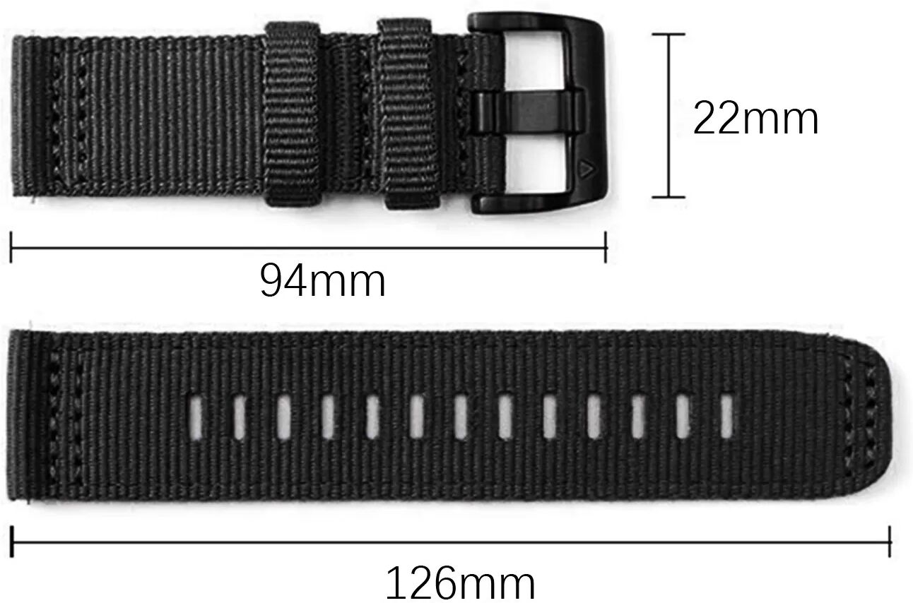 INF Nylon-Uhrenarmband für Garmin Forerunner 255/265/245 Smartwatch M Schwarz