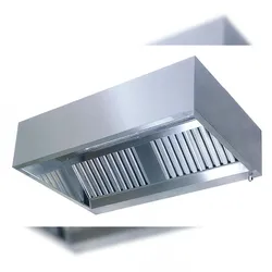 A&S Gastro Wandhaube Kastenform Edelstahl, ohne Motor umlaufende Fettauffangrinne,  herausnehmbare Flammschutzfilter Typ-B, Beleuchtung mit Leuchtstoffröhre,