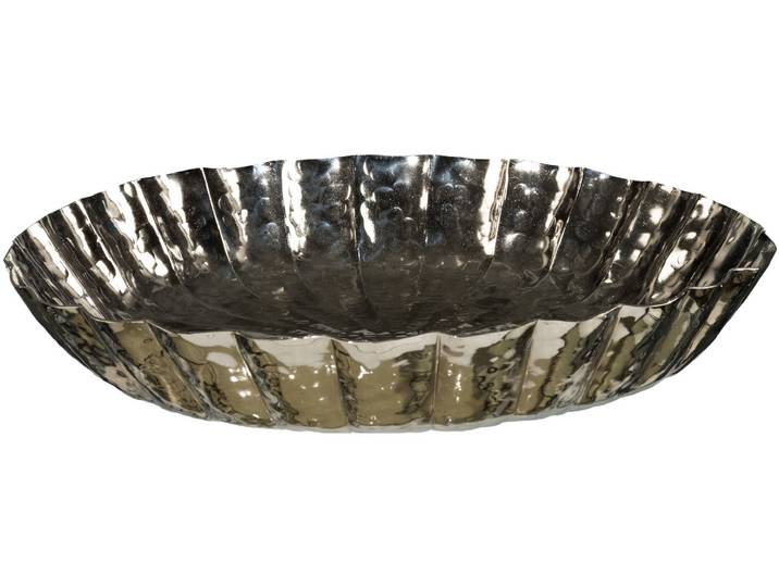 Dekoschale CREATIV DECO Weihnachtsdeko , silber (silberfarben), H:9cm Ø:65cm, Aluminium, Dekoschalen, Dekoschale, mit Struktur-Rand