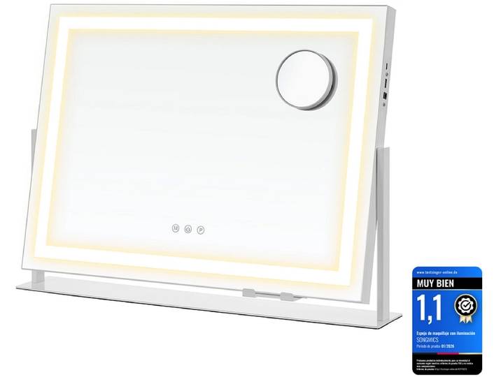 LED-Spiegel rechteck SONGMICS NACRE 62.5x45.8cm wolkenweiss