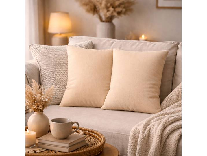 Coussin décoratif Elmer ensemble de 2 Beige/Beige 50 x 50cm Polyester