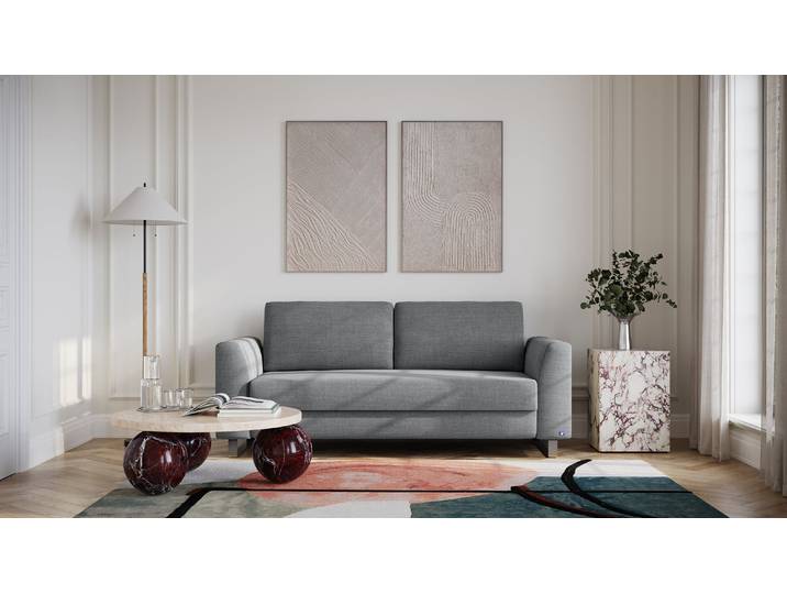 BRUNO Schlafsofa 160cm in Dunkelgrau Klassik stabiles Massivholz & Boxspringkomfort