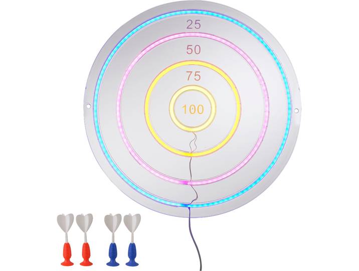 JUST LIGHT LED Wandleuchte Dartscheibe NEON-DARTS , bunt (multicolor), Ø 46cm, 1 Stk., Leuchten, LED-Dartscheibe mit 4 Saugnapf-Dartpfeilen, LED Wandleuchte