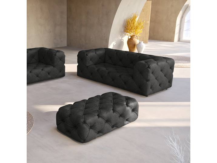 Polsterhocker 130 x 65cm Grau Microfaser Enza: Anthrazit