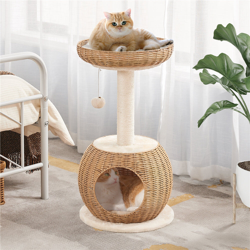 Yaheetech 75 cm H Cat Tree / Condo Beige 75cm H X 40cm W X 40cm D