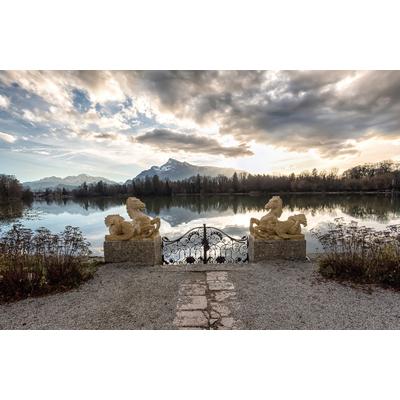 Fototapete PAPERMOON "Tor zur Landschaft", bunt, B:4,5m L:2,8m, Vlies, Tapeten