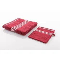 Gözze Frottierserie Rio bordeaux Borte weiss Handtuch 50 x 100 cm