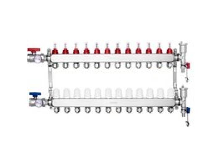 VEVOR 12-Abzweig-Wärmeverteilungsverteiler, 1/2-Zoll-PEX-Rohrverteiler, Edelstahl-PEX-Verteiler für hydronische Fußbodenheizung, Wärmeverteilungs-PEX-Verteilersatz mit 1/2-Zoll-Adaptern im Lieferumfang enthalten