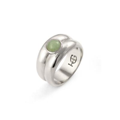 Silberring HAZE & GLORY "Ring Bandring Jade Grün 925 Sterling Silber" Gr. 54, silber, Fingerringe, Damen, 54, Silber 925 (Sterlingsilber), Silberring