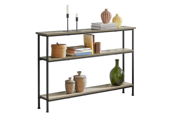SoBuy FSB49-PZ Table Console Table d'entrée Buffet Bout de Canapé Table d'appoint avec 3 étagères de Rangement – L120 x P20 x H77