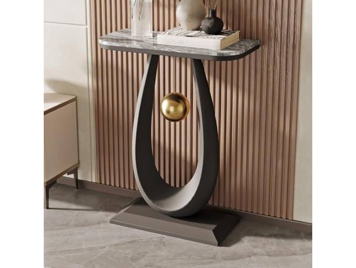 Sinterstein Konsolentisch Wassertropfen Goldkugel für Eingang Flur Zuhause Luxus Design Wassertropfen Goldkugel Platzsparend für Salon Flur Kleine Wohnung(Black 3,50cm/19.7in)