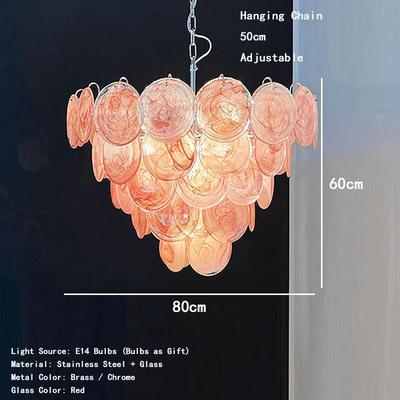Inspired Living Italian Red Cloud Glass Pendant Lights Designer Ceiling Lamp For Dining Room & Home Interior 80cm changeable Light brass Metal