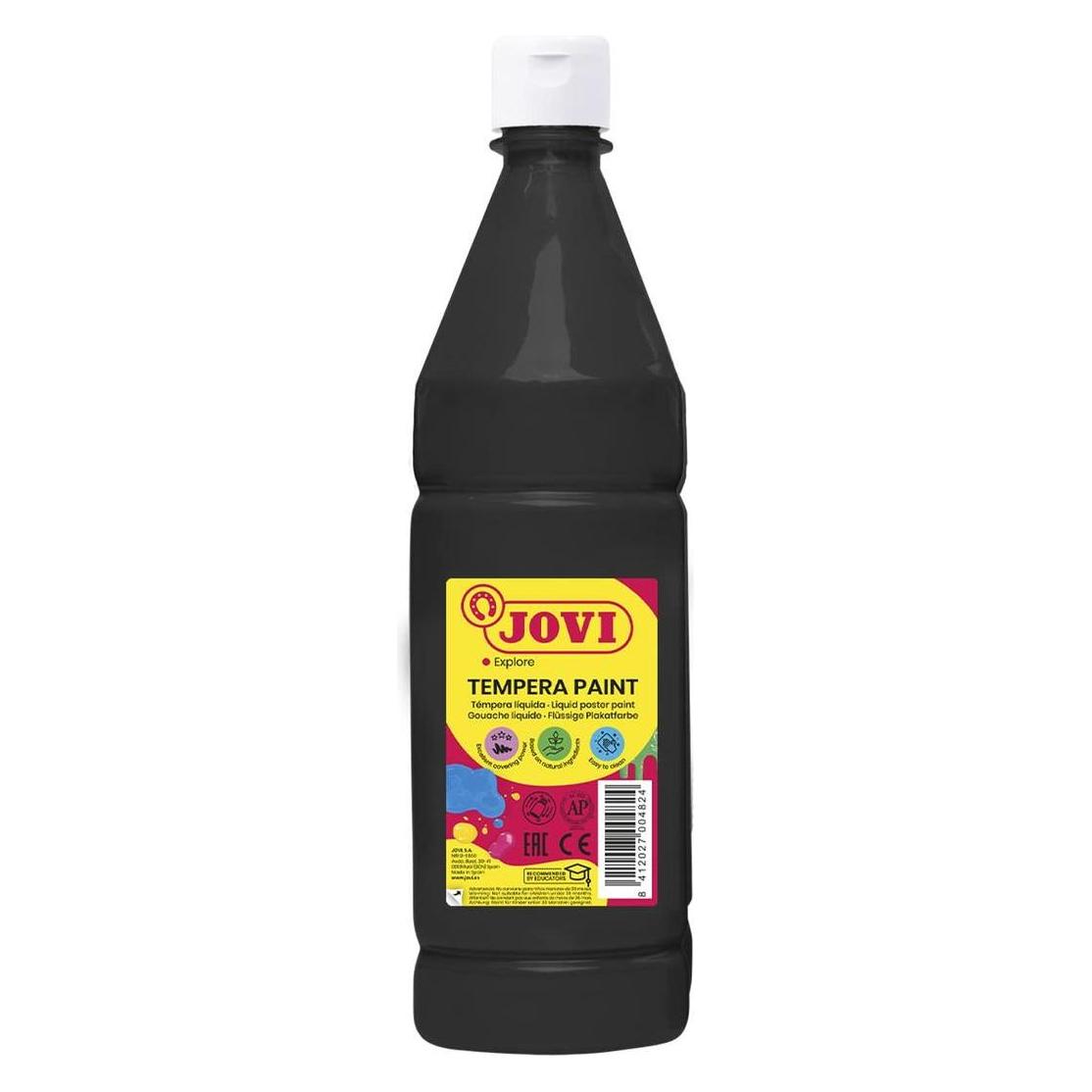 Jovi Temperafarbe, -farbkasten, Flüssige Plakatfarbe, Tempera Paint, schwarz (1000 ml) (51130-JV)