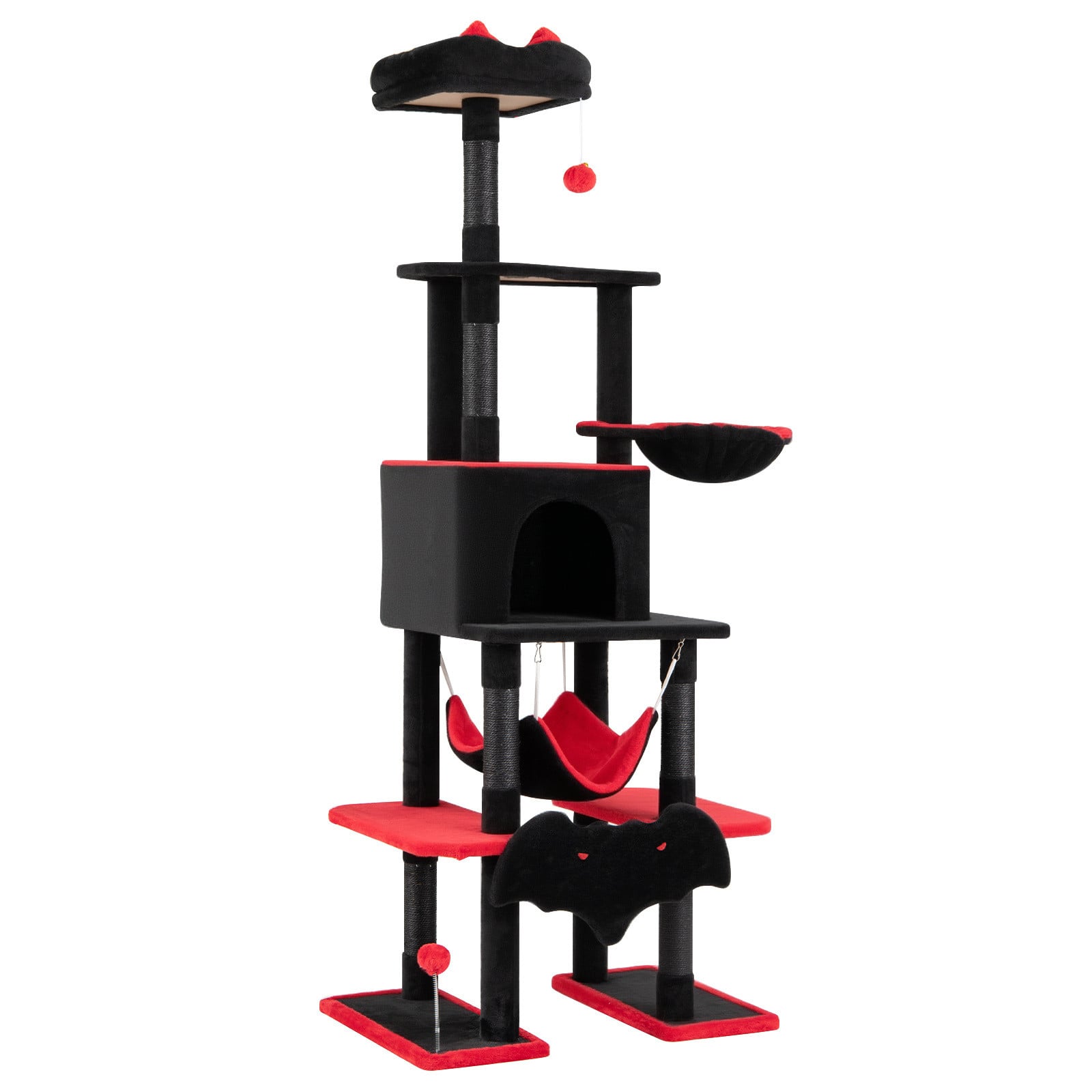 Costway Krabpaal voor Katten in Gotische Stijl, Zwart en Rood, Hoogte: 180 cm