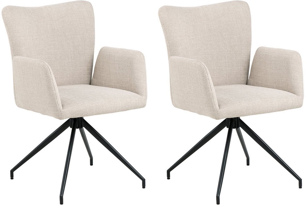 Eetkamerstoel Draaibaar Kylie Beige - 2 Stuks