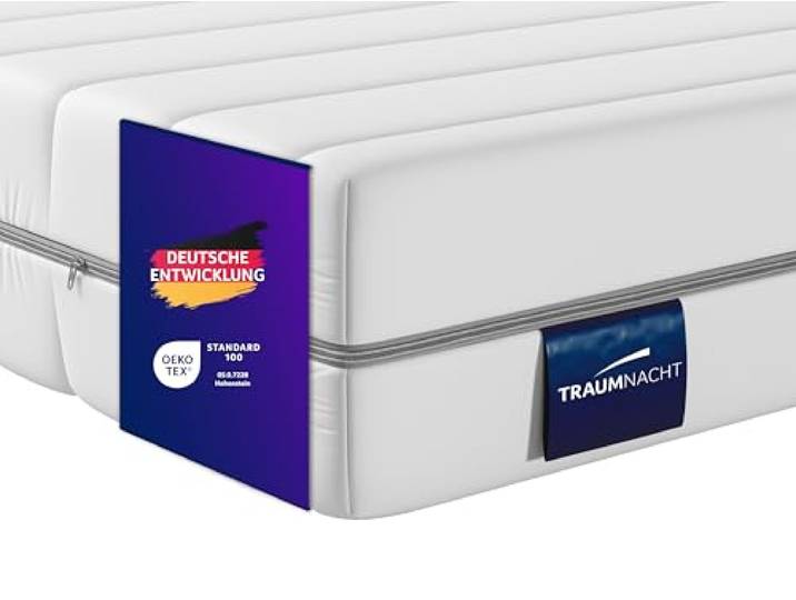 Traumnacht Basis 7-Zonen Kaltschaummatratze H3 90x200 cm mittelfest ergonomisch für alle Schlaftypen weiß Öko-Tex deutscher Qualitätsstandard