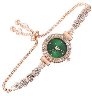 Youfap Market High End Women's Diamond Watches Bracelet, Easy Read Dial, Shiny Design, Wonderful Gift Watches For Women green
