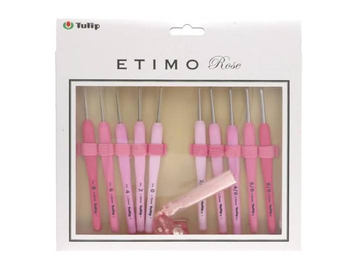 Tulip Etimo Rose lace crochet hook, soft-grip handle, single, pink
