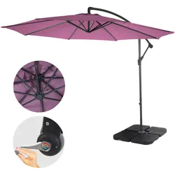 Ampelschirm Terni, Sonnenschirm Sonnenschutz, Ø 3m neigbar, Polyester/Stahl 11kg ~ lavendel-rot mit Ständer