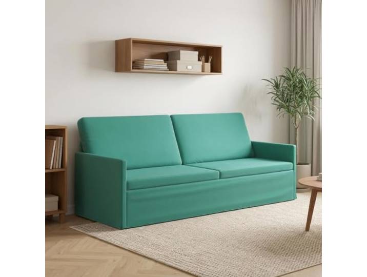 3-Sitzer Sofa Türkis 220 x 81 x 82 cm Samt Metallrahmen,Kissenrücken,eckige Form,Samt-Oberfläche,Anleitung inklusive