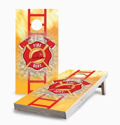 Skip's Garage Fire Department with Ladder Corn Hole Board Set with Carry Case