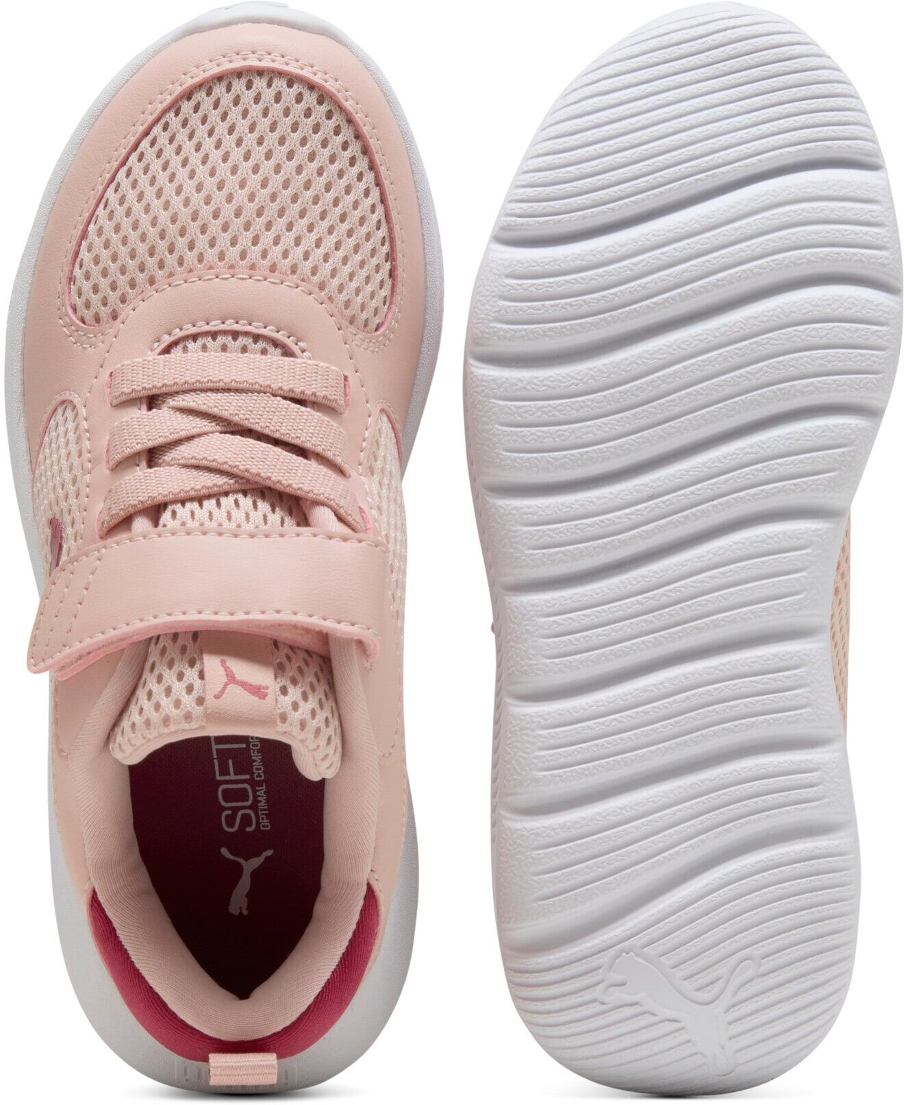 Sneaker PUMA "FUN RACER 2 AC PS", Mädchen, Gr. 35, Textil, rosa (rose quartz, port, island pink), Synthetik, Schuhe Sneaker, mit Kombiverschluss mit Klettverschluss, mit SOFTFOAM+ Dämpfung