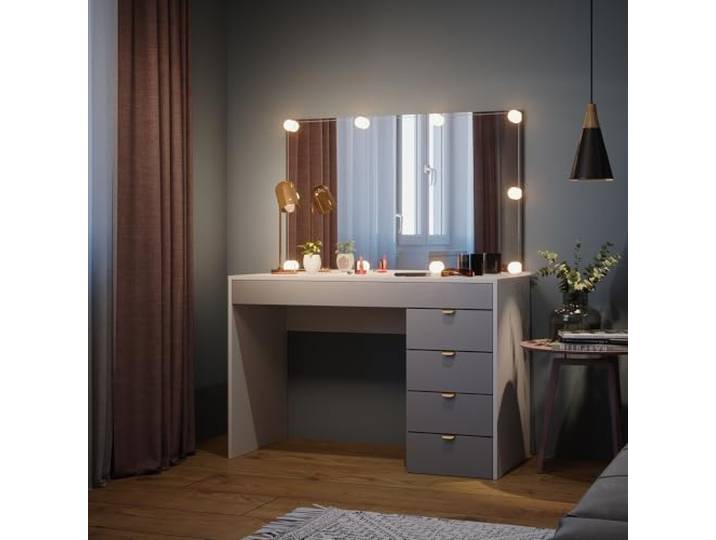 Vicco Schminktisch Elise, Weiß/Grau 115 cm