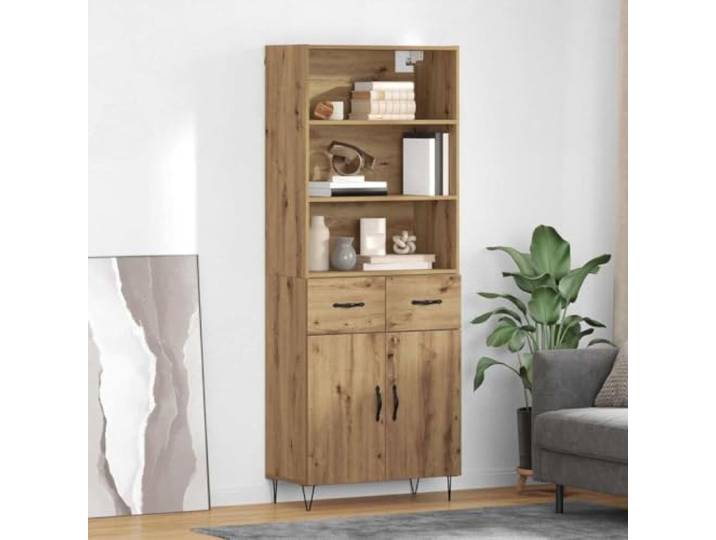Modernes Highboard aus Holzwerkstoff mit Metallfüßen, Elegantes Highboard mit Stauraum, Praktischer Schrank mit Türen für Ordnung, Modernes mit Wandhalterung, Artisan-Eiche fürs
