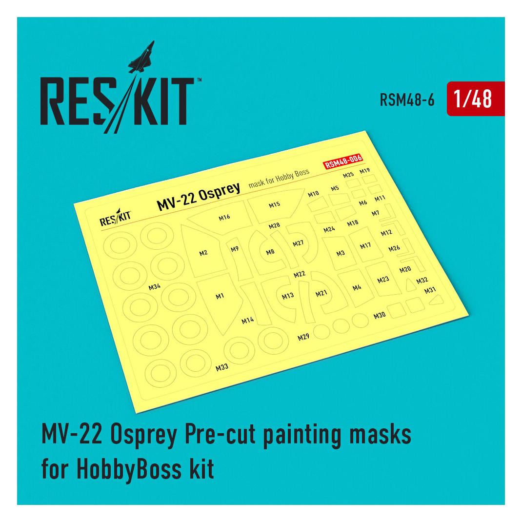 ResKit MV-22 Osprey Pre-cut painting masks for HobbyBoss kit (RSM48-0006)