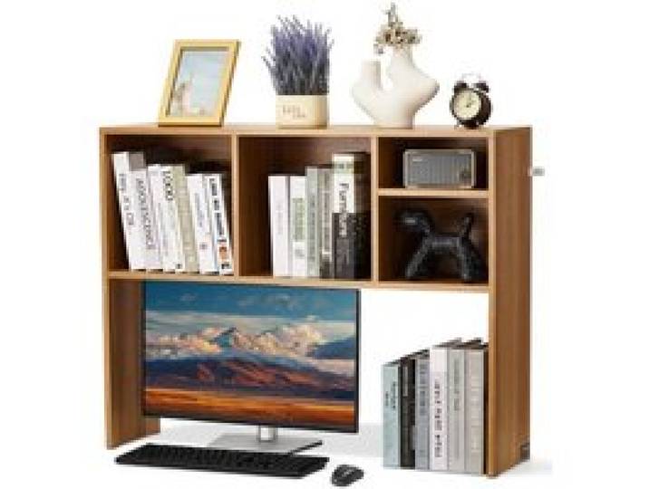 VEVOR Schreibtisch Bücherregal 1-stufiger Organizer (94 x 24 x 73 cm) Tischregale Schreibtisch Organizer Ausstellungsregal aus Spanplatten mit rutschfesten Füßen, für Büro Wohnheim, Holzfarbe