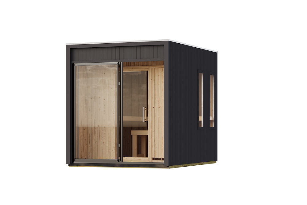 KARIBUHOLZT Sauna Delano 9 KW ext. Strg schwarz m.Schiebetür 16989860