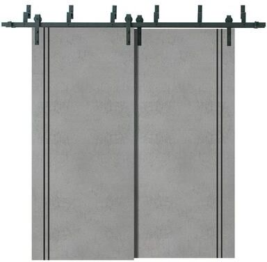 SARTODOORS Planum 0016 Concrete Wood Barn Bypass Doors