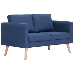 Helloshop26 - 2-Sitzer-Sofa für Wohnzimmer Lounge Wohnbereich blauer Stoff 02_0020072