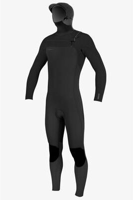 O'Neill s Hyperfreak 5/4mm+ Chest Zip Full Wetsuit W/ Hood in Black, Size LS
