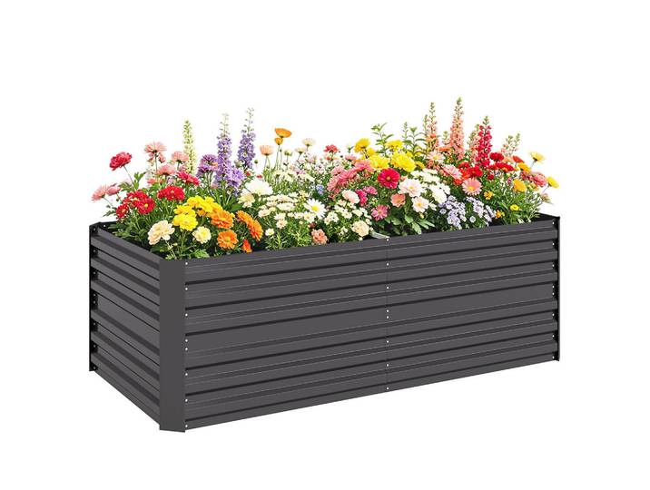 ComfortXL Pflanzenkübel De-05456 Hochbeet, Stahl Dunkelgrau, Metall, 180x59x90 cm, Gartenzubehör, Hochbeete