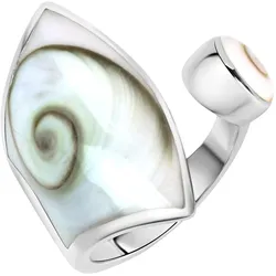 Zeeme Pearls Ring Silber 925 mit weißer Muschel 28mm breit