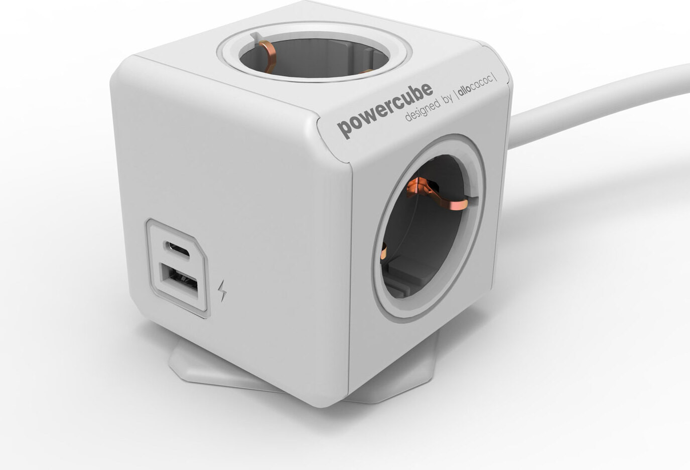 Allocacoc DesignNest PowerCube Extended verlengsnoer met 4 stopcontacten en USB-A en USB-C poorten