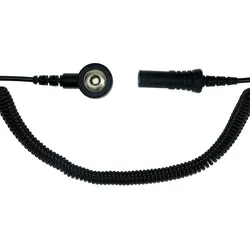 SAFEGUARD ESD-Spiralkabel, 1 MOhm, schwarz, 1,8 m, 3 mm Druckknopf, Bananenstecker Buchse
