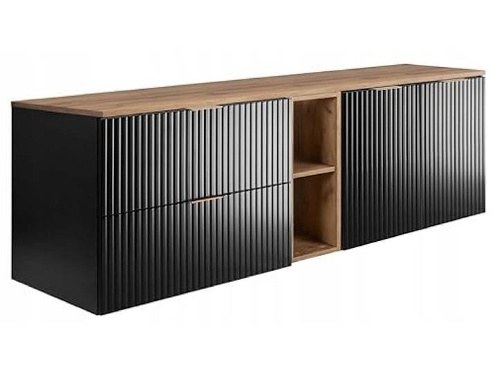 RODAN Schrank Schwarz Moderne Möbel, Gold Handwerklich Eiche, Möbelstück, Bastelregal, Bastelplatte 60cm + 60cm + 140 cm