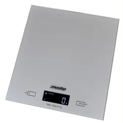 Mesko MS3145 Extra flache digitale Küchenwaage, Glasplattform, Genauigkeit 1g bis 5 kg, Tara-Funktion, Grau