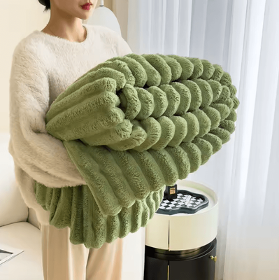Inspire Curations Faux Rabbit Fur Plush Nap Blanket avocado Green 100 150cm