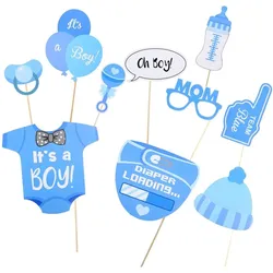 Party Casa Photobooth Requisiten Baby Junge Blau (10 Stk.)