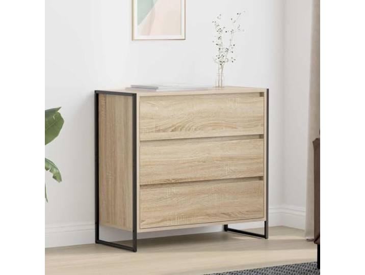 HEFZGDB Industrielles Sideboard mit Stahlbeinen und funktionalem Stauraum im modernen Wohnzimmer Aufbewahrung Design aus Holzwerkstoff im industriellen Stil Sideboard Schwarz Eichen-Optik