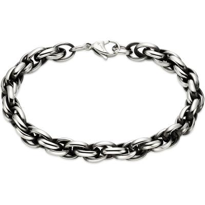 Edelstahlarmband BRUNO BANANI "Edelstahlarmband", silber (edelstahlfarben, schwarz), Armbänder, Damen, 22cm, Edelstahl, Edelstahlarmband