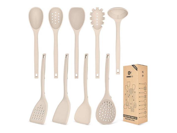 LuxusKollektion Küchenspachtel Silikon Kochgeräte Set 9tlg Khaki