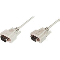 Serielles Datatransfer Verlängerungskabel, D-Sub9 (Stecker) > D-Sub9 (Buchse) beige, 10 Meter
